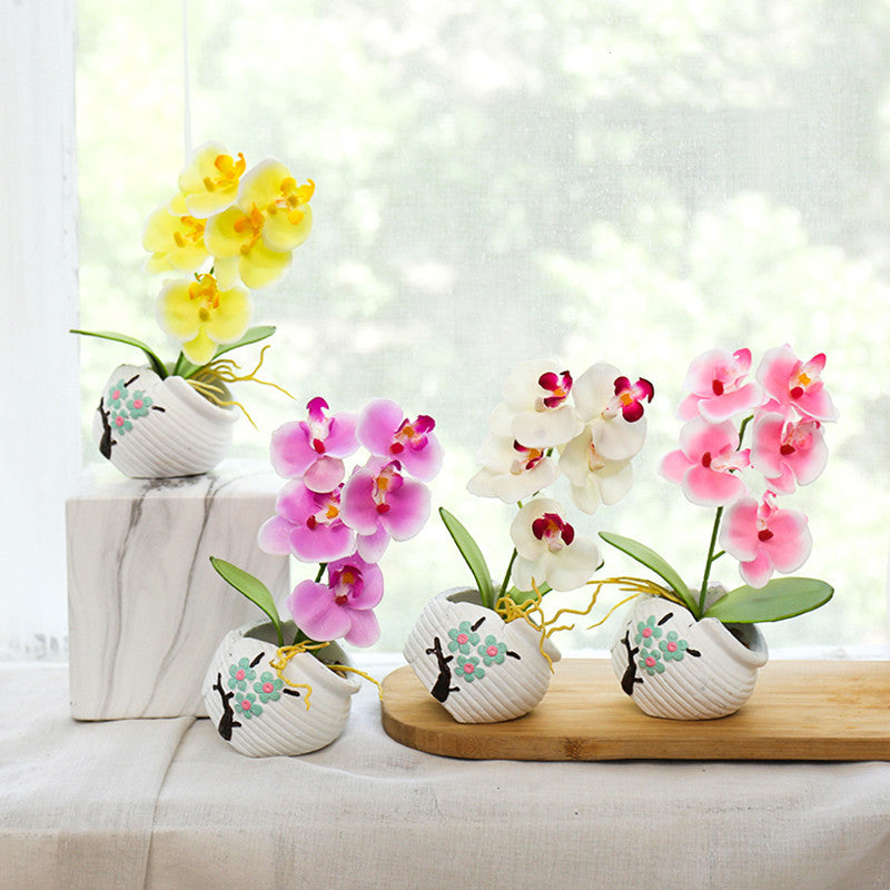 Plant With Pots TV Cabinet Office Desk Artificial Flowers Ornament Decoration