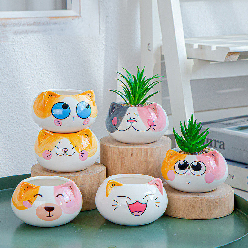 Creative Cartoon Animal Ceramics Plant Pots Mini Flower Pot