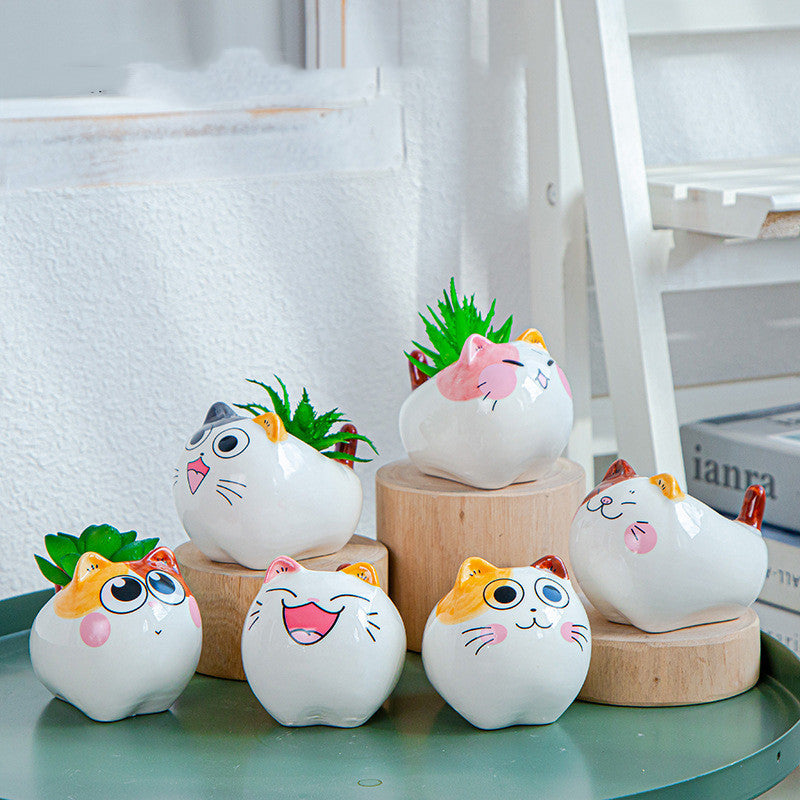 Creative Cartoon Animal Ceramics Plant Pots Mini Flower Pot