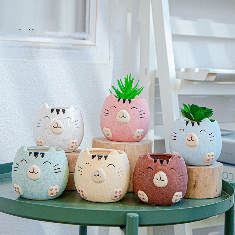 Creative Cartoon Animal Ceramics Plant Pots Mini Flower Pot