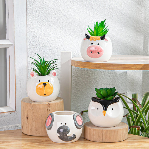 Creative Cartoon Animal Ceramics Plant Pots Mini Flower Pot