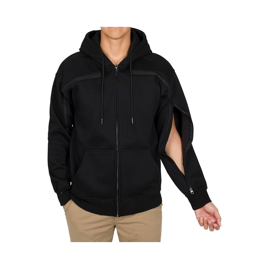 Pexaly Men's Wrist-to-Chest Zipper Hoodie