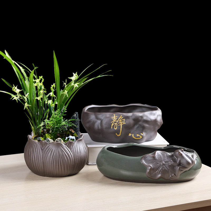 Creative Ceramic Retro Purple Sand For Succulent Flower Pots